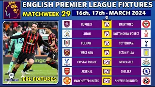 Epl Fixtures Today - Matchweek 29 - Premier League Fixtures 2023/2024 - EPL Fixtures 2023/24