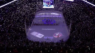 Blue Jackets, Maple Leafs hold moment of silence for those affected by cancer