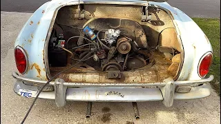 FIRST START IN 45 YEARS - 1967 VW Karmann Ghia - Will it Run? RUSTY RESTORATION!!! Volkswagen, VW CT