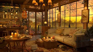 A Rainy Day in 4K Cozy Coffee Shop ☕ Smooth Piano Jazz Music for Relaxing, Studying, Sleeping