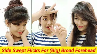 How To Cut Side Swept Flicks/Bangs To Hide Big Forehead || Krrish Sarkar