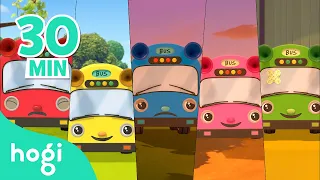 Five Little Color Buses, Monkeys + More | Sing Along 🎶｜Nursery Rhymes | Hogi & Pinkfong