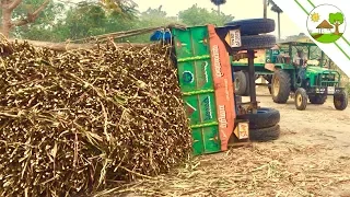 Tractor Accident with sugarcane load / Swaraj 744 and Mahindra Arjun 555 - Come To Village