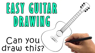 How to Draw a Guitar | Easy Guitar Outline Drawing Step by Step Sketch for Beginner