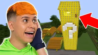 ENCONTRAMOS UMA CASA DE LUCKY BLOCK GIGANTE NA VILA DE OURO DO MINECRAFT!!