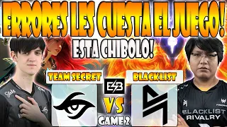 BLACKLIST VS TEAM SECRET BO3[GAME 2]WUDOTA, ABED, GABBI VS CRYSTALLIS, BOOM- ELITE LEAGUE -DOTA- ESB