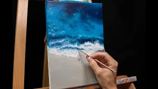 Birds eye view of ocean painting video | With a twist! Tamara (my wife) joins the video!