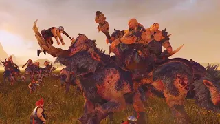 Mournfang Cavalry unique animation.  The Silence and the Fury DLC  Total War Warhammer 2