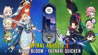 C0 Nilou Bloom and C0 Yae Tighnari Quicken - Genshin Impact Abyss 3.1 - Floor 12 9 Stars