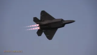 EAA AirVenture Oshkosh 2019 -- F-22 Afterburners in the Twilight