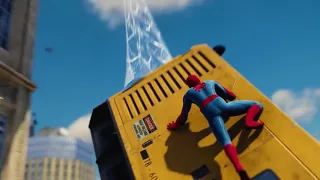 Сцена погони Человека-Паука за Вертолётом с бандитами из игры Marvel's Spider-Man на Playstation 4.