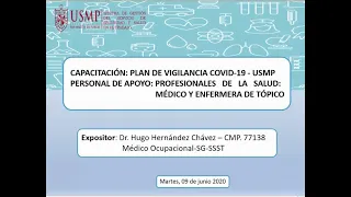 Plan de Vigilancia, Prevención y Control de COVID-19 - 1ra. Capacitación