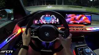 BMW i7 POV Night Drive! WILD Ambient Lights and WEIRD Sounds!