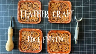 Handmade Leather Coasters | Edge Finishing .