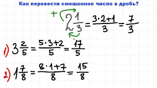 Перевести смешанное число в дробь