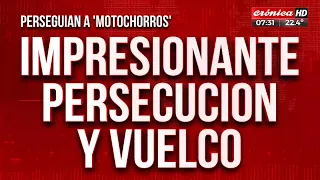 Impresionante persecución y vuelco de un patrullero