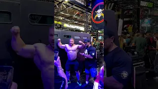 goodvito posing at Fibo 2023 with roelly winklar #bodybuilding #fitness #muscle #gym #shorts #diet