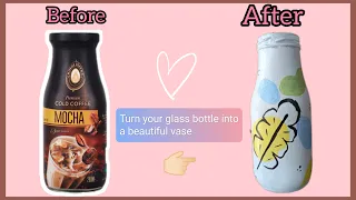 Turn your glass bottle into a beautiful vase #shorts ||QUEEN DAIRIES||