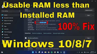 Usable RAM less than Installed RAM, 100% Fix.