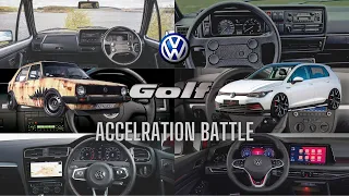 VOLKSWAGEN GOLF Acceleration battle (1974-2022)