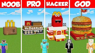 MCDONALDS RESTARAUNT BUILD CHALLENGE - Minecraft Battle: NOOB vs PRO vs HACKER vs GOD / Animation