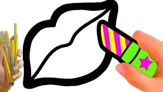 Beautiful Lips drawing, painting and colouring for kids, toodles ideas for kids, somser artist