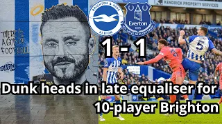 DUNK heads in late equaliser EQUALISER for 10-player BRIGHTON | Brighton 1-1 Everton | MATCHDAY VLOG