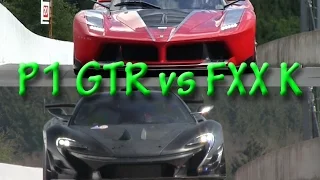 McLaren P1 GTR vs Ferrari FXX K - Sound Comparison on Track