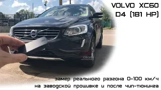 Замер разгона Volvo XC60 D4 (181 л.с.) на заводской прошивке и после чип-тюнинга при помощи Dragy.