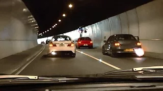 Mitsubishi Evo tunnel run - EPIC Turbo sounds and Accelerations