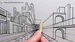 Draw a City using One-Point Perspective Fast