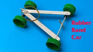 How To Make a Rubber Band Car (SIMPLE CAR TOY)