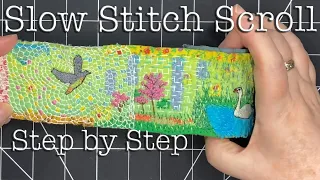 Slow Stitching Tiny Nature Fabric Scroll #slowstitching