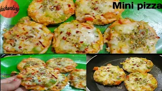 Mini pizza on Tawa In Just 5 Minutes Without Pizza Base ,Maida |Tawa pizza |Instant Bread pizza .