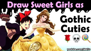 Draw Sweet Girls as Gothic Cuties Belle Kiki | New Gothic Cuties Coloring Book | Mei Yu Fun2draw