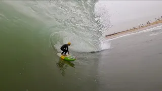Remote Controlled Surfer Charges Big Waves + Shorebreak Wipeouts and Professional Skimboarding!