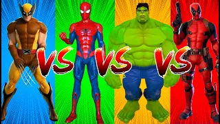 SUPERHERO COLOR DANCE CHALLENGE Wolverine vs Spider-Man vs Hulk vs Deadpool
