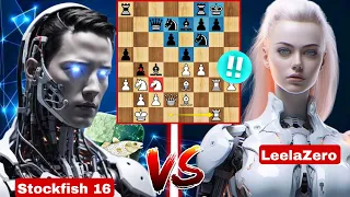 GOD LEVEL CHESS: Stockfish 16 And LeelaZero Shock the World By Giving Up Knight | Chess com | Chess