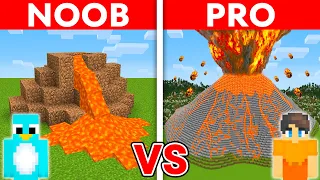 NOOB vs PRO: VOLCANO HOUSE Build Challenge in Minecraft