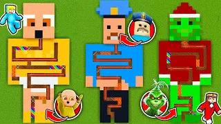 BARRY LABYRINTH vs. BABY IN YELLOW LABYRINTH vs. GRINCH LABYRINTH XXL in Minecraft!