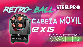 RETRO-BALL / CABEZA MÓVIL LED BEAM / RGBW 12x15 WATTS / STEELPRO