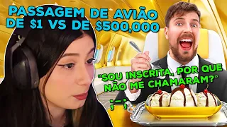 YAYAH REAGE: PASSAGEM DE AVIÃO DE $1 VS DE $500,000! (MRBEAST) | Yayah Clipes