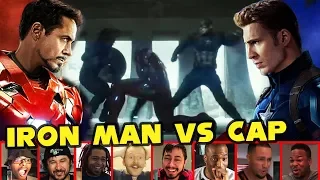 Reactors Reaction To Iron Man Vs Both Captain America & Bucky | Captain America Civil War