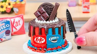 Satisfying Miniature Chocolate Cake| Yummy Beautiful Half Kitkat Half Oreo Chocolate Cake Decorating