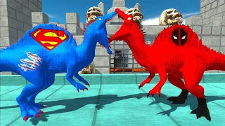 SUPERMAN SPINOSAURUS vs DEADPOOL SPINOSAURUS DEATH CLIMB -   Animal Revolt Battle Simulator