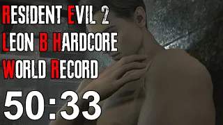 Resident Evil 2 Remake - Leon B Hardcore Speedrun World Record - 50:33