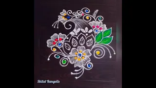 creative freehand rangoli design | easy freehand muggulu | #shitalrangolis #muggulu #rangolidesigns