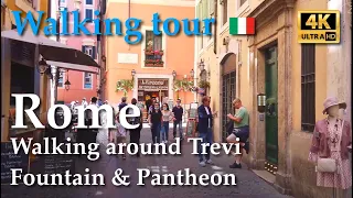 Rome, Italy【Walking Tour】Trevi Fountain and Pantheon / R.III-VIII-IX - 4k