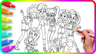 Coloring Pages EQUESTRIA GIRLS | How to draw My Little Pony friendship | Easy Drawing Tutorial | MLP
