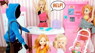 Barbie Doll Bank Playset - Playing with Elsa & Anna Toddlers